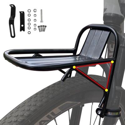 Bike Front Rack Aluminum Alloy Luggage Carrier Racks Stable Mountain Bike Front Luggage Rack for Cycling Mountain/Road Bike