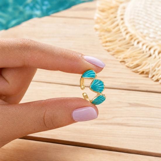 4Pcs/Set Ocean Series Ring Set, Multiple Styles Starfish Shell Design Finger Ring, Alloy Adjustable Stacking Rings for Jewelry Gift