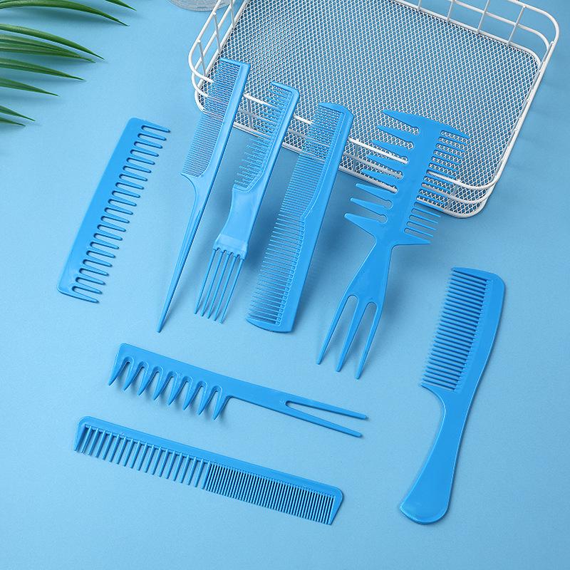 Retro Hairdressing Comb Set: 8-Piece Wide-Tooth & Oil Combs for Home Haircuts