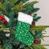 Red Green Plush Sequins Christmas Socks Cartoon Christmas Tree Ornaments  Xmas Decor Gift