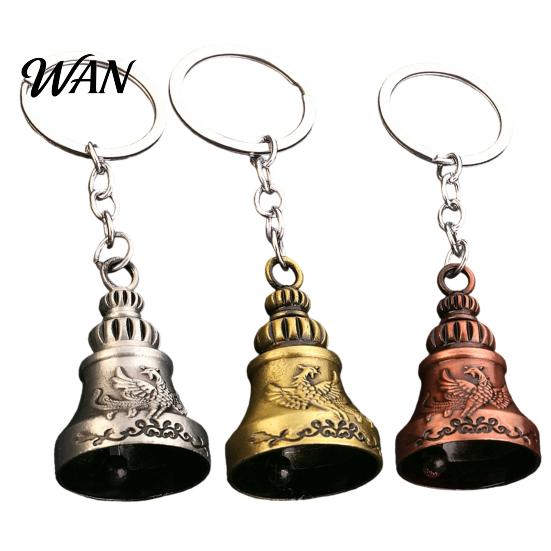 Crisp Ringing Keychain Pendant Traditional Pattern Retro Bell Design Sound Soft Key Holder with Metal Ring Backpacks Suitcases Accessory