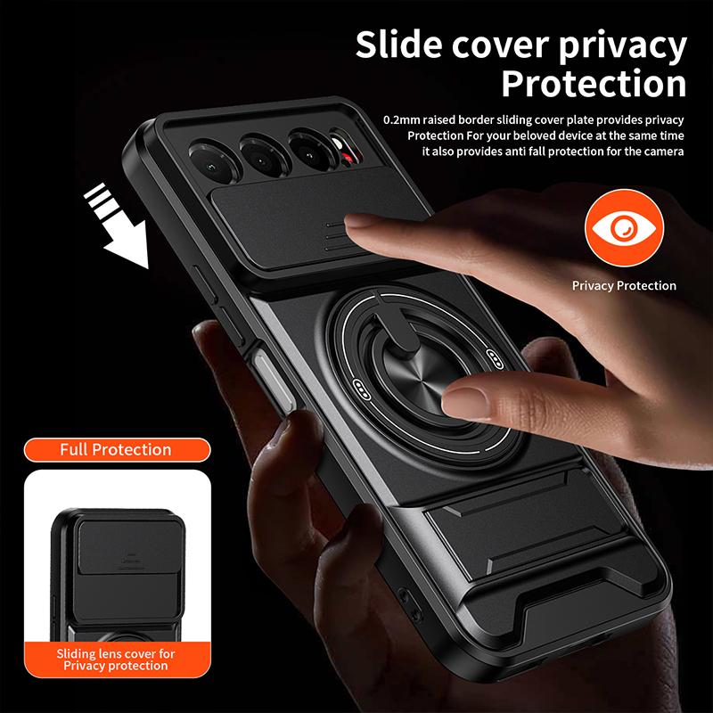 Slide Camera Cover for ZTE Nubia Air 5G Case With Built-in Ring Stand and Folding Stand