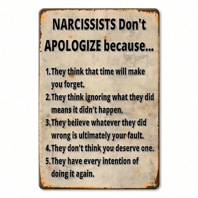 Vintage Metal Sign Wall Decor Narcissism Quote for Home Bar
