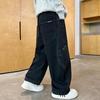 Boys' 2025 Loose Straight-Leg Jeans: Fashionable Campus Style, Junior High, Plus Velvet