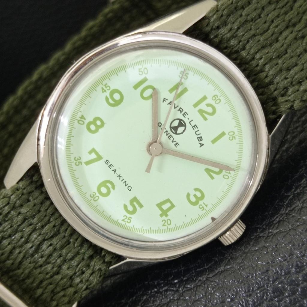 

HAND-WINDING VINTAGE FAVRE LEUBA SEA KING SWISS MENS SIGN CASE WATCH a702029-5 R208-a702029