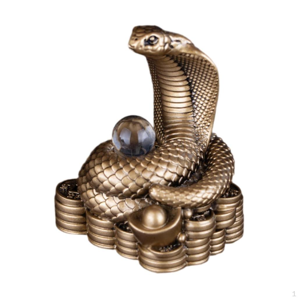 Statua Anno del Serpente Pezzo d'Arte da Collezione Feng Shui per Esposizione da Ufficio