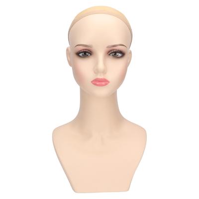 Female Mannequin Head PVC Weather Resistant Stable Pink Make Up Female Bald Head Model for Wig