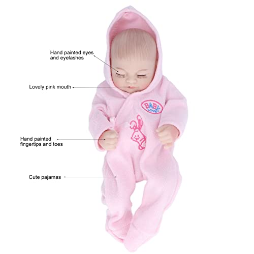 10-inch Reborn Baby Doll, Soft Silicone Reborn Doll with Delicate Face, Comes with Pajamas, Washable, Realistic Baby Doll Toy, 10-inch, Closed Eyes, P