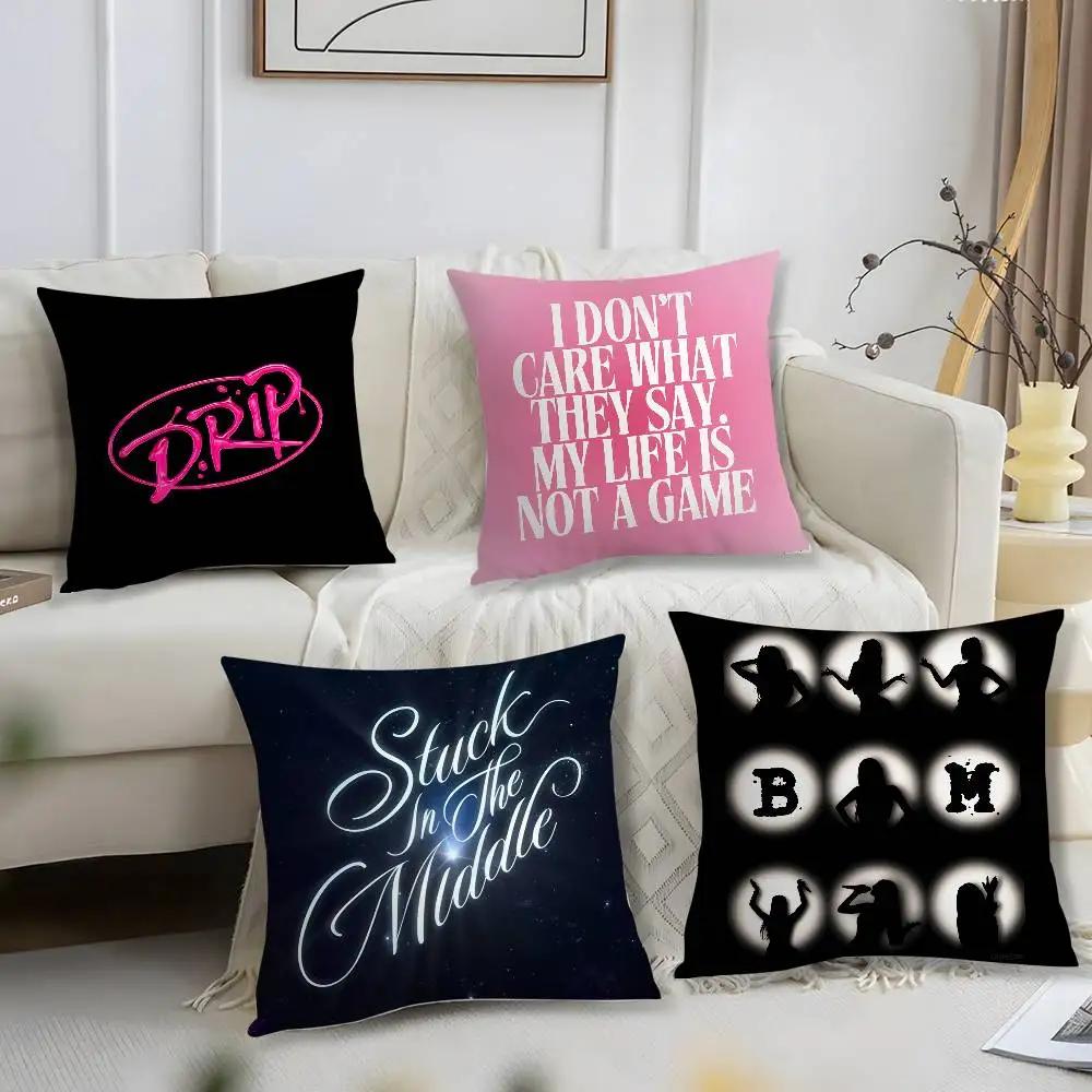 Cool Kpop Style B-Babymonsters Pillow Case Short Plush Print Cushion Cover Square Throw Pillow Covers Sofa Home Decor