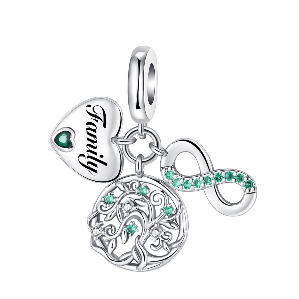 Sparkling Birthstone Charms Copper Heart Key Birthday Pendant Fit Original Necklace Bracelet Women Jewelry Diy Gift