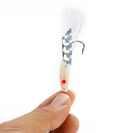 5Pcs Artificial Mackerel Feathers Bass Cod Lures Sea Fishing Rigs Tackle Bait