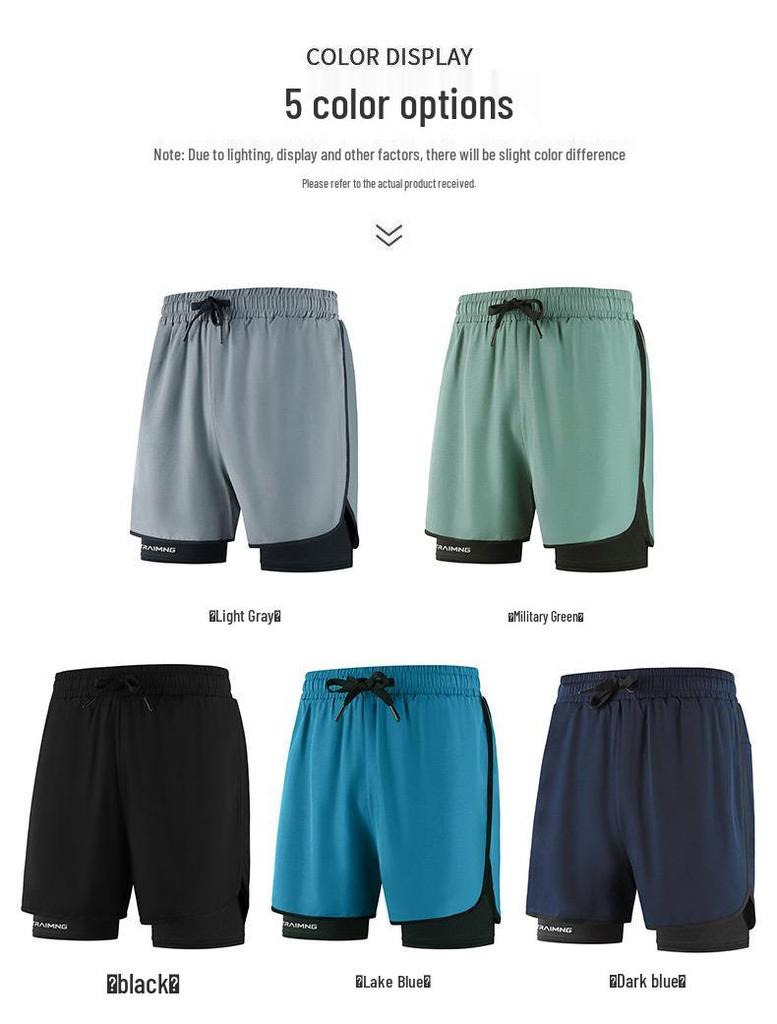 Men's Quick-Dry Double-Layer Running Shorts, Euro Size, Casual Summer Style