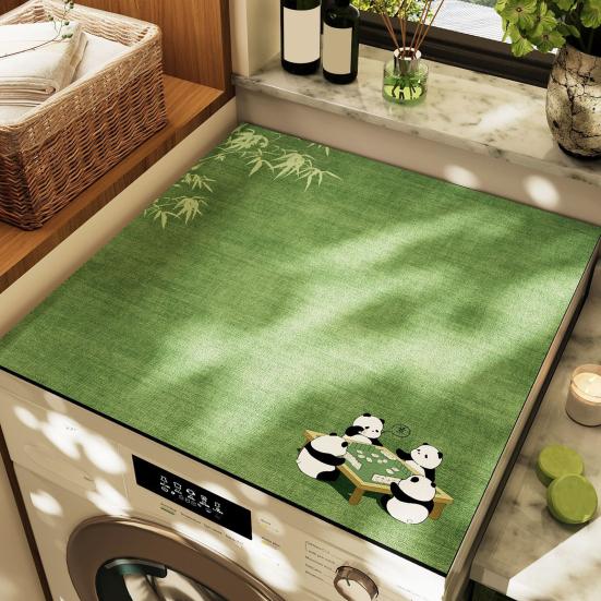 Washing Machine Dust Cover Mat Diatom Mud Absorption Mat Quick-Dry Pad Non-Slip Cut-to-Fit Refrigerator Cover Cloth for Top Loader