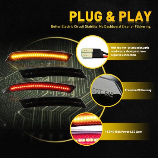 Smoked Lens Amber/Red Full Side Marker LED Light Set For MINI Cooper R55 R55 R57