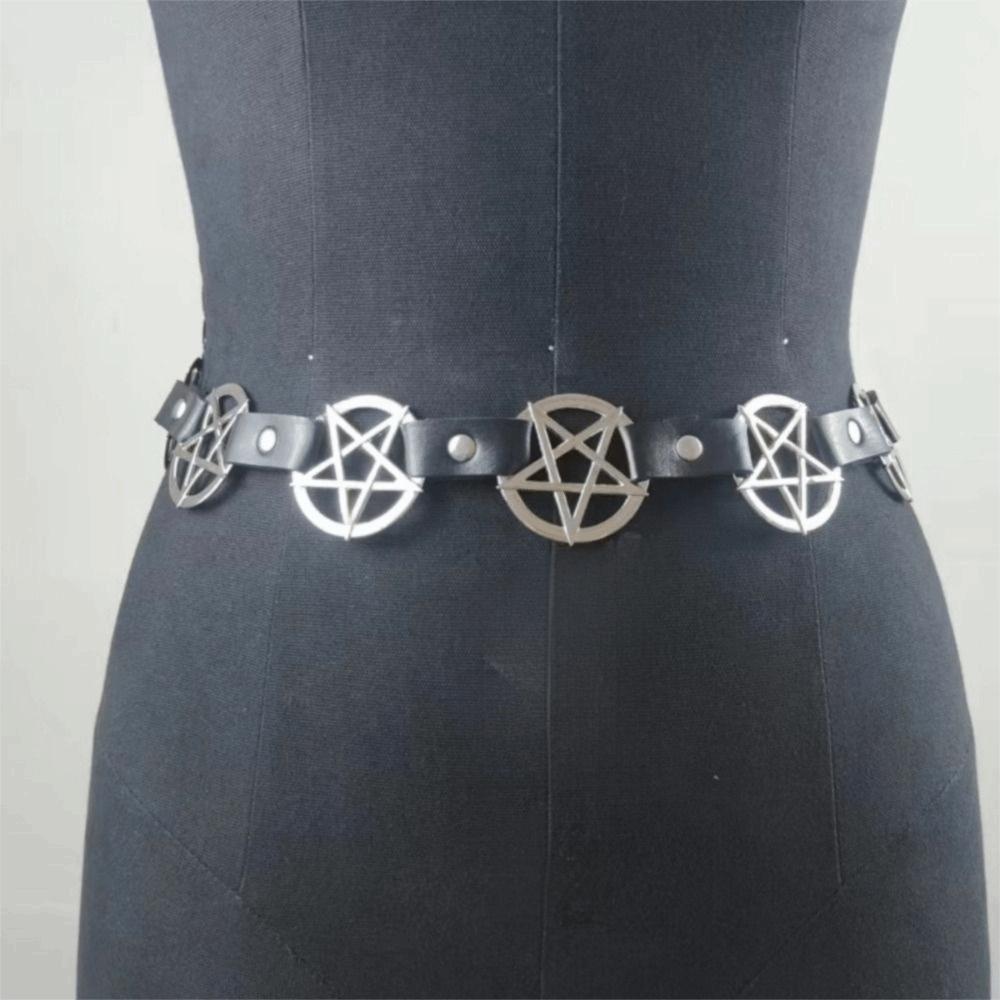 Layered Tassel Chains Pentagram Metal Chain for Women Streetwear Dress Waist Accessory