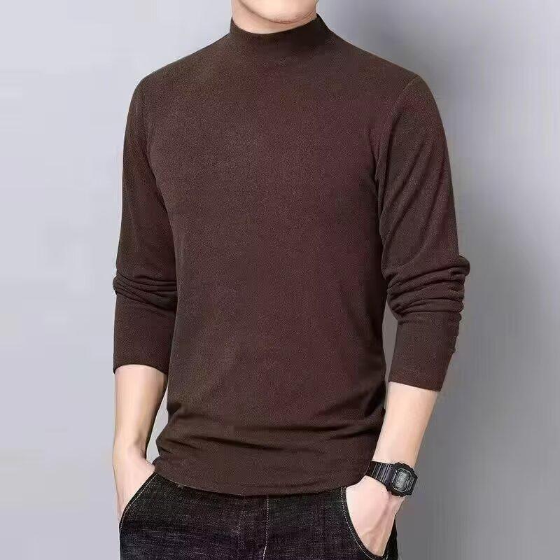 Men's German Velvet Long-Sleeve Half-High Collar T-Shirt for Autumn/Winter