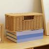 Hand-Woven Imitation Rattan Cable Organizer Box Well-ventilated 2/3/5 Open Slot Desktop Cable Management Box Rustic Style