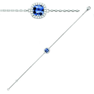 [Q4958] - Silver Bracelet 'Sissi' Silver Blue (rhodium-plated) - 9x9 Mm