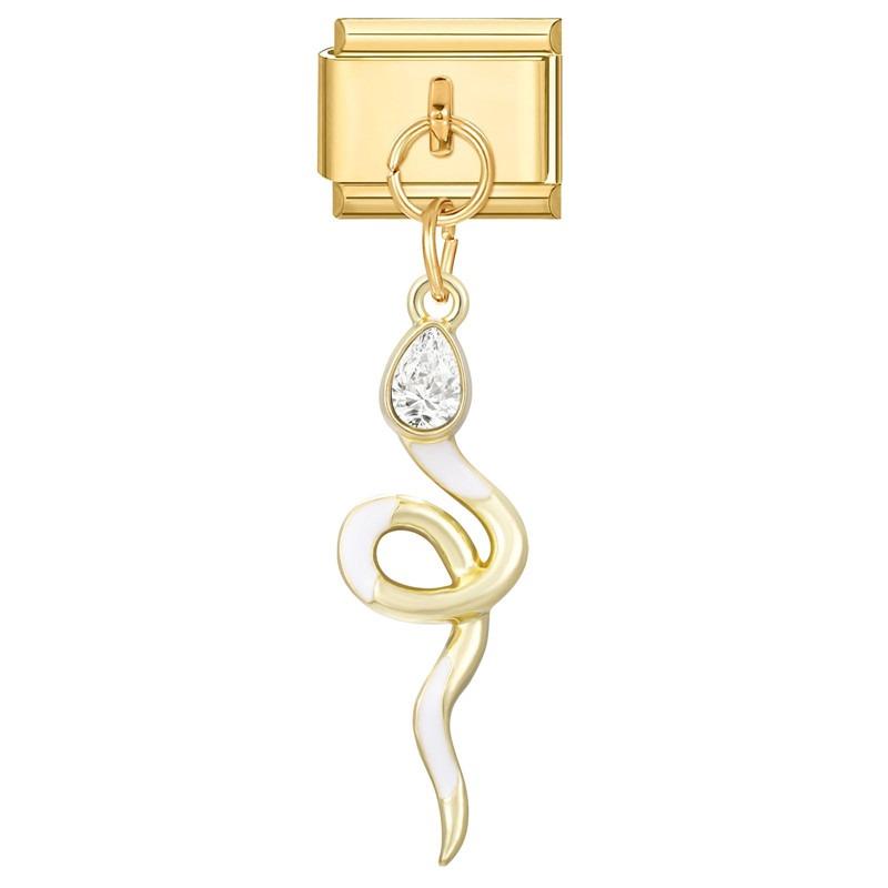 New Y2K Gold Color Butterfly Moon Bow Shell Star Pearl Pendant Italian Charm Link Fit 9mm Stainless Steel Bracelet DIY Making