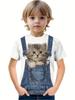 Summer Hip Hop Cat Boys T-Shirt Cute 3D Print Boy Short Sleeve Round Neck Casual Kid Top Outdoor Comfortable Children's Clothing