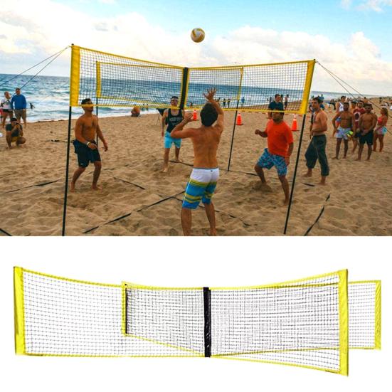 Taşınabilir Dış Mekan Plaj Dört Taraflı Çapraz Voleybol Spor Antrenman Oyunu Filesi