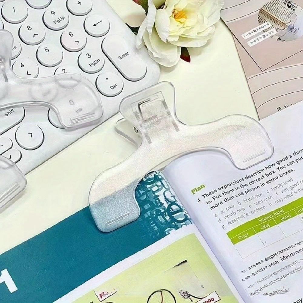 Heavy-Duty Transparent Page Stopper Book Clip - Reinforced Thick Plastic Corner Bookmark with Secure Hold for Students, Office