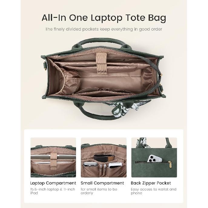 LOVEVOOK Torba Tote na Laptop dla Kobiet, Vintage Torba Biznesowa z Dużym Uchwytem na Kubek | Wodoodporna Torba na Komputer Biznesowy, Torba Ręczna dla Nauczyciela, Teczka, Biuro