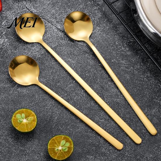 Lightweight Compact Spoon Stainless Steel Coffee Spoon, Round Small Teaspoon for Gold Plated Snack Utensil Dessert, Creative Stirring Ice Cream
