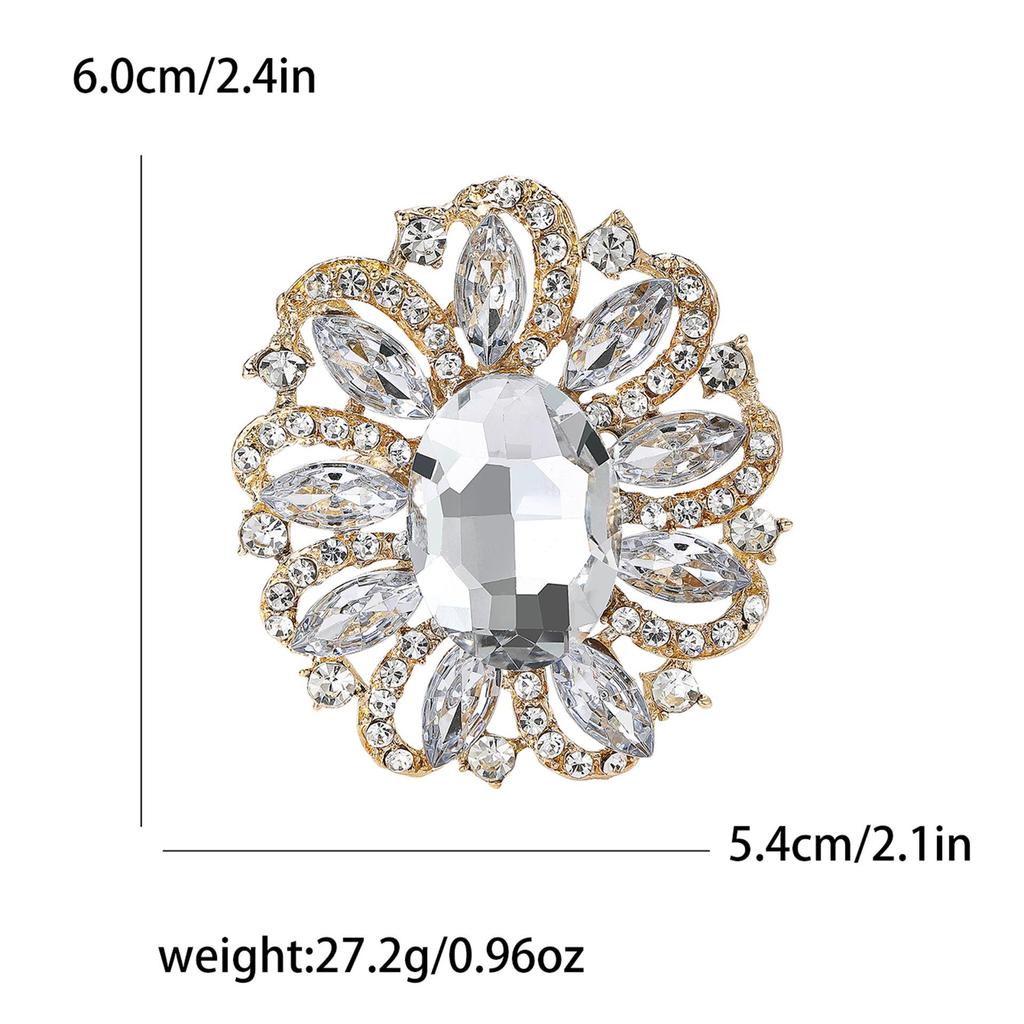 Korean Style Rhinestone Glass Brooch: Medium-Sized, Versatile & Exquisite Women's Pin