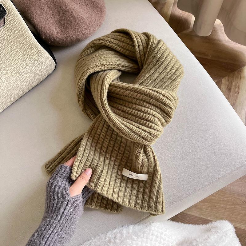 New Wool Scarf Women's Autumn and Winter Red Versatile Shawl Thickened Warm Knitted Scarf Universal