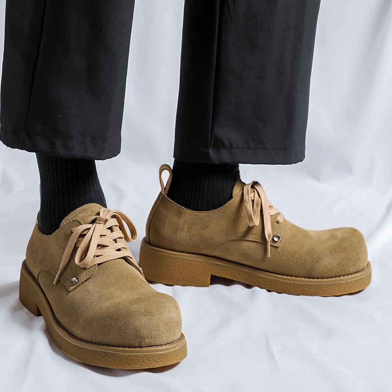 Autumn and winter leather shoes men's versatile Korean version of casual shoes trendy British tooling shoes big head suede men's shoes 24227-R