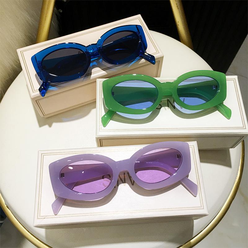 Fashion Rectangle Sunglasses Women Brand Designer Blue Green Oval Frame Sun Glasses Vintage Men Summer Shades Eyewear Uv400