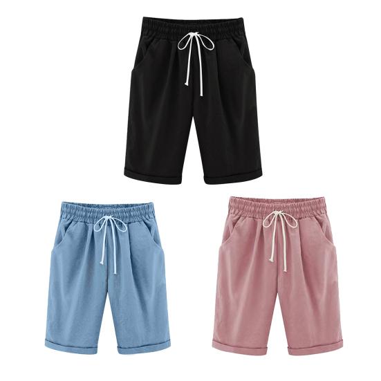 Girl Summer Shorts Elastic Waist Adjustable Drawstring Casual Shorts with Pockets Loose Fit Wide Leg Shorts