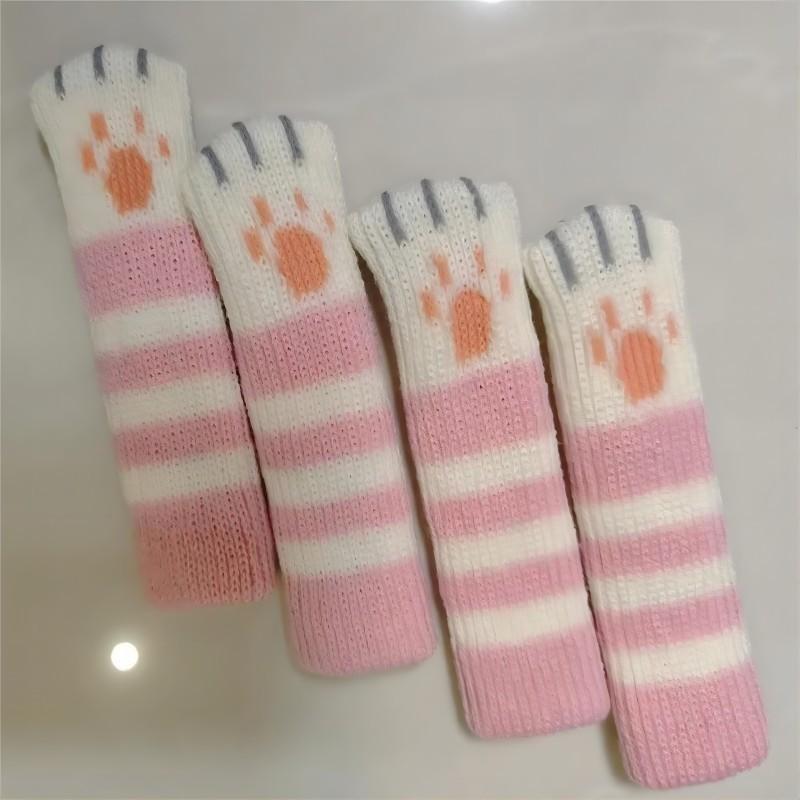 4 pezzi/set Calzini Silenziosi in Maglia per Gambe di Mobili Calze Elastiche per Piedi Protezioni per Pavimenti con Pastiglie Antiscivolo Copri Piedi Spessi per Sedie