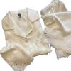 Women's Light Luxury Ice Silk Pajamas, Spring/Summer, Long Sleeve Satin with Lace.