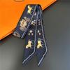 French Style Women Horse Printing Skinny Bag Scarf Luxury Twill Silk Foulard Ribbon Tie Head Scarves For Ladies