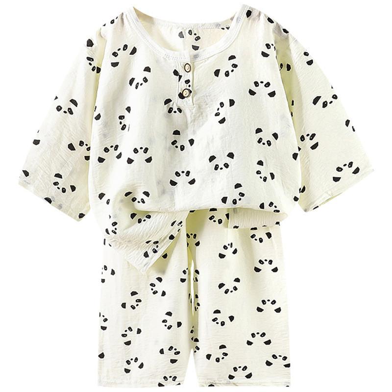 Childrens Cartoon Cotton Pajama Set With Breathable Fabric For Toddler Comfort
