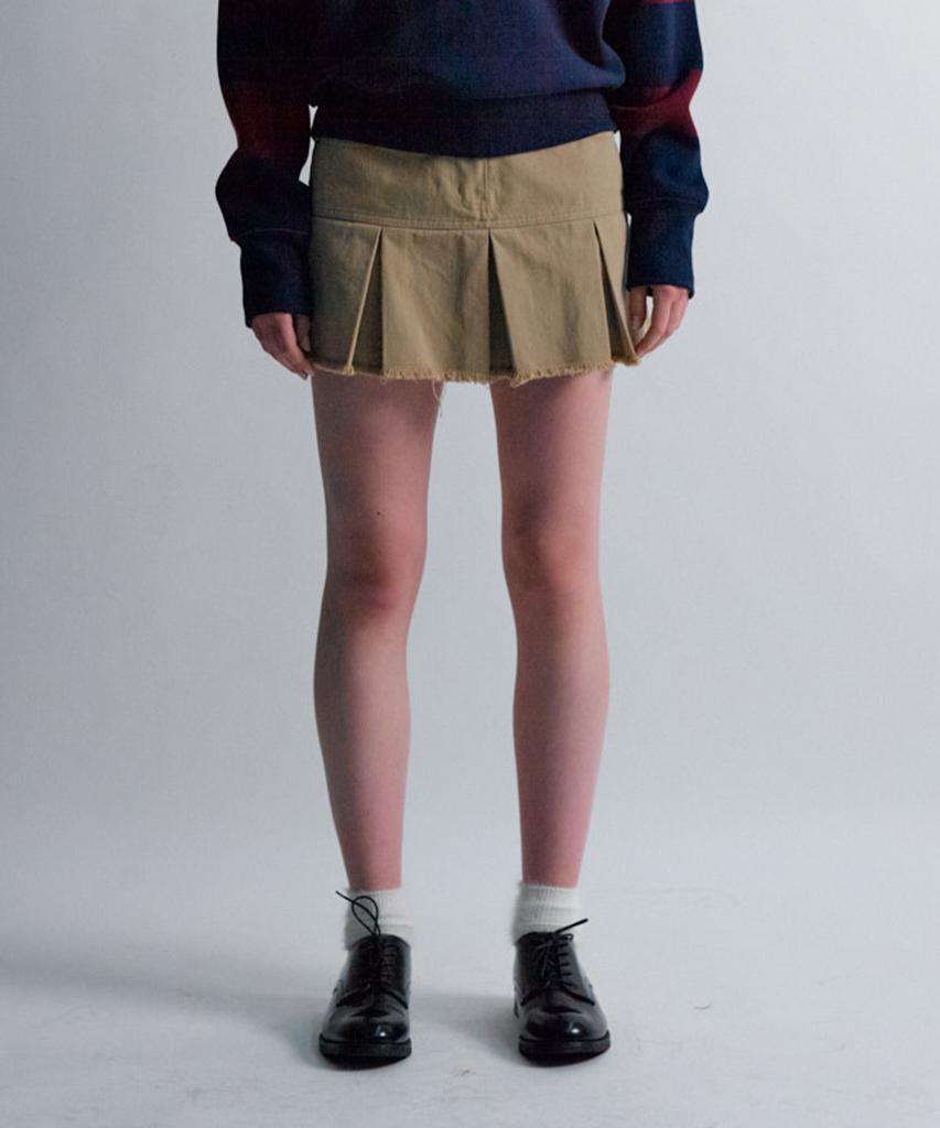 MOONSUN Essential_Mss Pleats Mini Skirt [Beige]