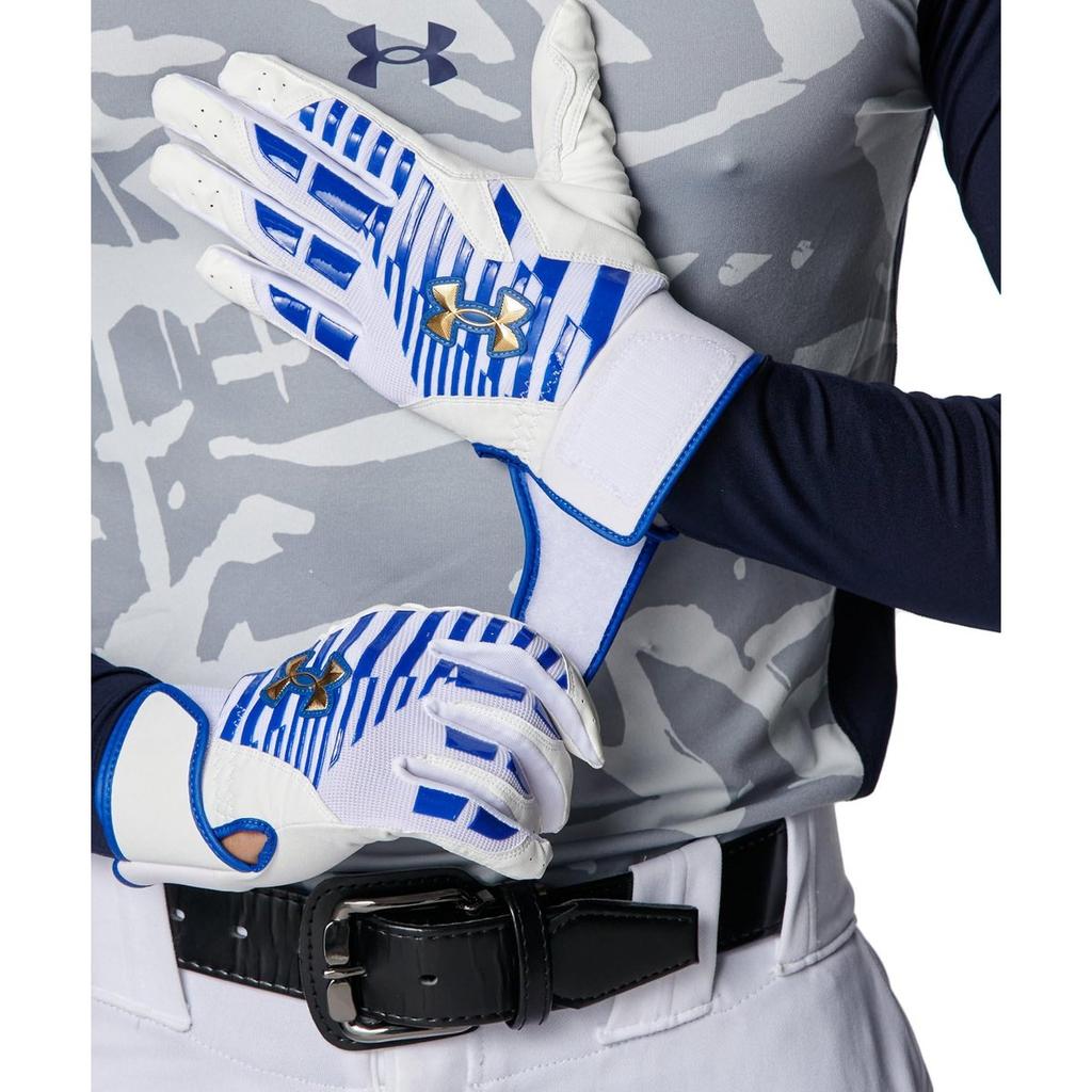 UNDER ARMOUR UA Clean Up Pro Batting Gloves 6001312 White Royal Metallic Gold Size S Pair