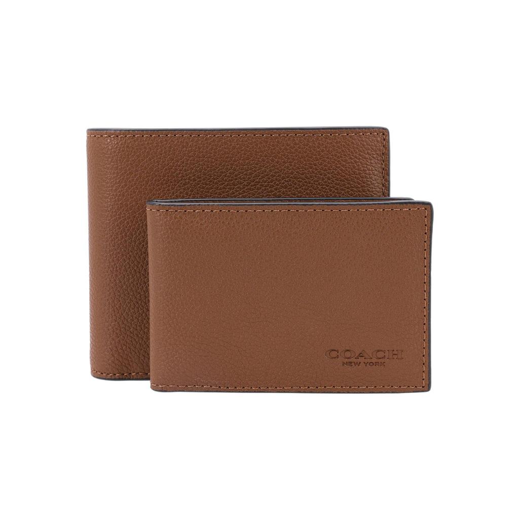 COACH 3 IN 1 Wallet Litchi Grain Cow Leather 3 in 1 Wallet Men's Dark Brown 74991-CWH
