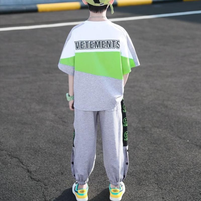 Boys Summer Clothes Set Thin Fabric Cool Short Sleeve Outfit Fashionable Kids Wear for Boys