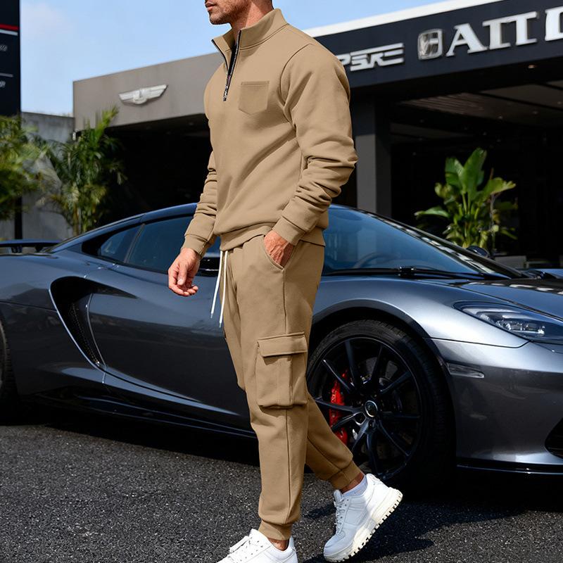 Fashionable  Autumn and Winter New Men's Loose Velvet Workwear Commuter Sweatshirt and Sweatpants Suit