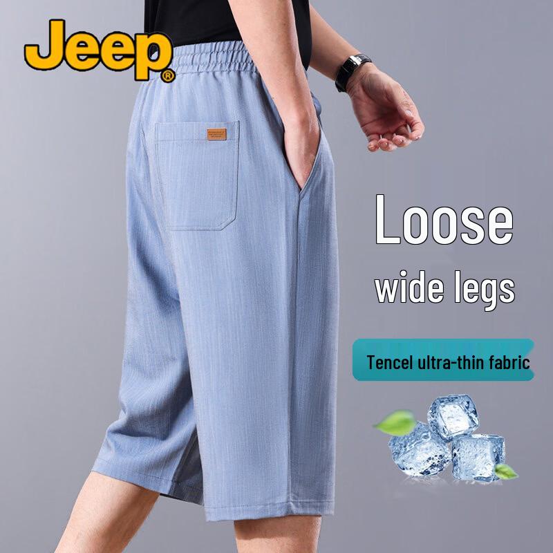 

JEEP Men s Tencel Blend Loose Fit Denim Capri Shorts 5XL