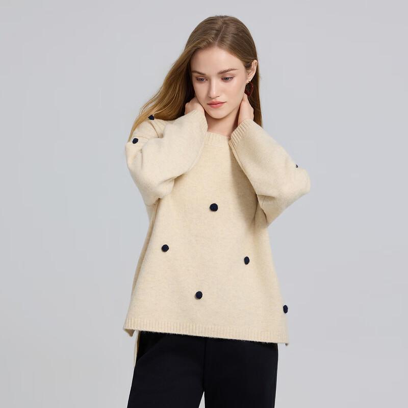 She Tuh Damtröja med avslappnad passform i ullblandning, långärmad stickad tröja