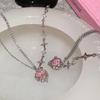 Nowy modny naszyjnik ze stali nierdzewnej z cyrkoniami Elegancki delikatny różowy naszyjnik z cyrkonii miłosnej na obojczyku Biżuteria damska Prezenty na imprezę