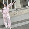 Frühlings-Herbst Kapuzenjacke & Hose für Kinder Mädchen Koreanischer Stil Schleife Sportbekleidungsset