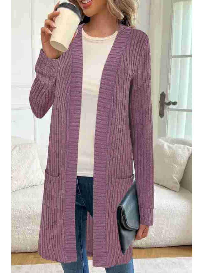 European & American Plus Size Women's Autumn/Winter Long Sleeve Loose Pocket Cardigan Knit Sweater Coat