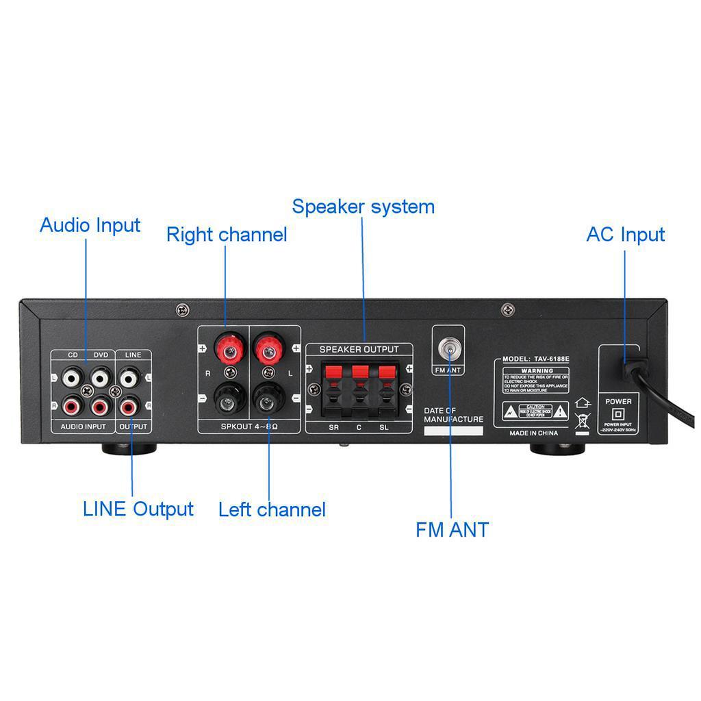 2000W 5-Kanal Audio Heimkino Heimkino Verstärker Bluetooth HiFi Stereo Verstärker LED Digital Karaoke Verstärker