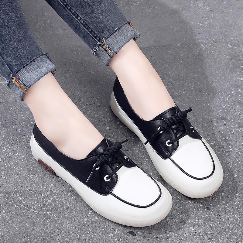 Fashion Moccasins Women Flats Autumn New Woman Loafers Genuine Leather Female Shoes Slip on Ballet Bowtie Women's Shoes Big Size