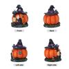 Halloween Pumpkin House Mini Landscape Witch Ghost House Decoration Luminous Resin Crafts Miniature Ornament Featival Biological